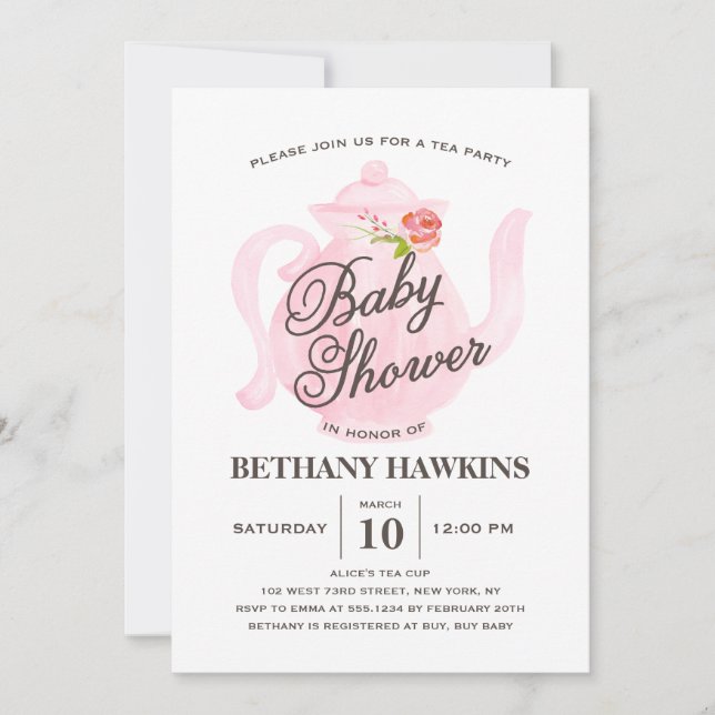 Baby Tea Fiesta | Invitación de Baby Shower (Anverso)
