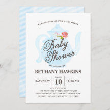 Baby Tea Fiesta | Invitación de Baby Shower | azul