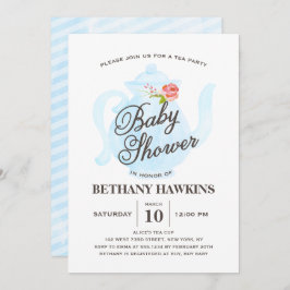Baby Tea Fiesta | Invitación de Baby Shower | azul