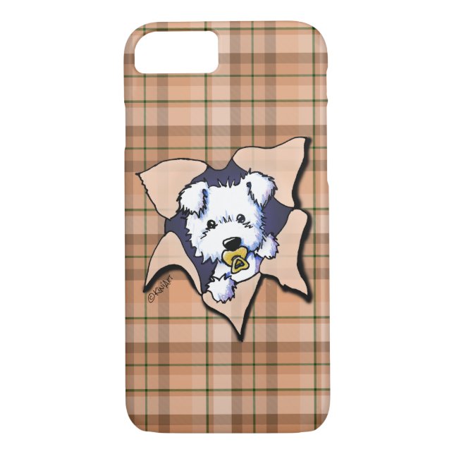 Baby Westie BLAST Plaid iPhone 7 Funda (Reverso)