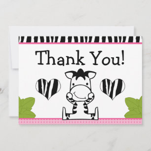 Baby Zebra Baby Girl Tarjeta de agradecimiento