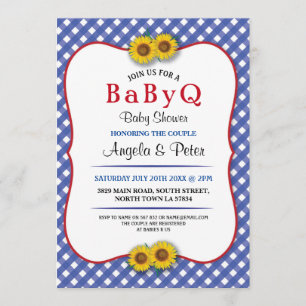 BABYQ Baby Shower BBQ Fiesta Invitación azul giras