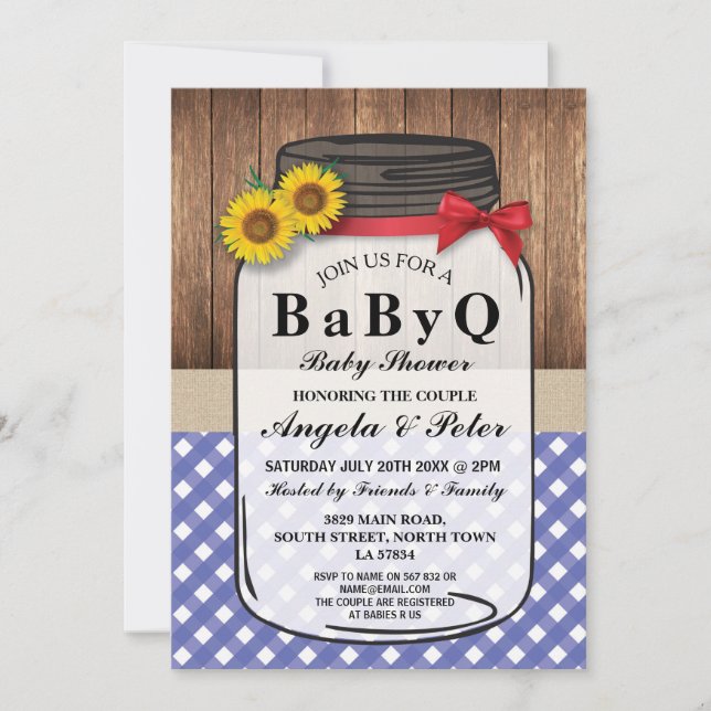 BABYQ Baby Shower BBQ Fiesta Parejas Invitación Ja (Anverso)