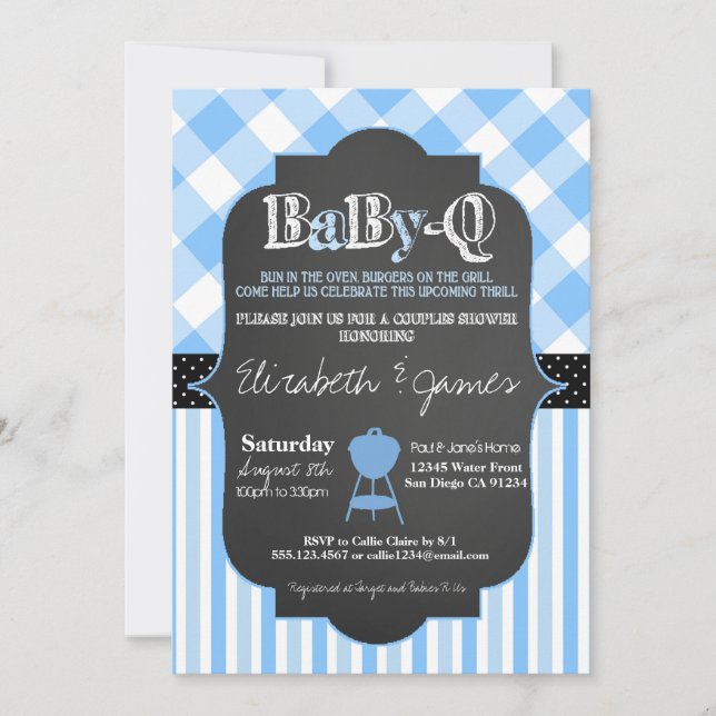 BabyQ Parejas BBBQ Baby Boy Invitación a la ducha (Anverso)