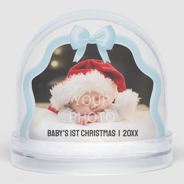 Baby's 1st Christmas Bow Snow Globe - Blue (Anverso)