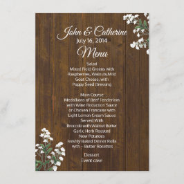 Babys Breath Rustic Boda Table Menu