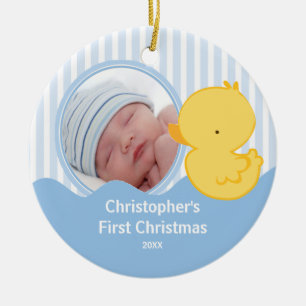 Babys primera foto de Navidad Ornamento niño Pato
