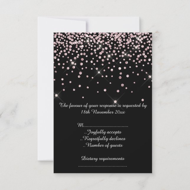 BABYSHOWER RSVP CRYSTAL PARTY BLACK PINK BIRTHDAY  (Anverso)
