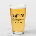 Bachelor Party Wedding Favor de la cerveza<br><div class="desc">Este moderno y elegante cristal de pint es un gran regalo para cada novio en su fiesta de soltero o en su día de bodas. Personaliza con los detalles de tu elección.</div>