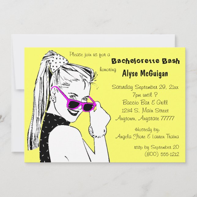 Bachelorette Bash Invitación Amarilla (Anverso)