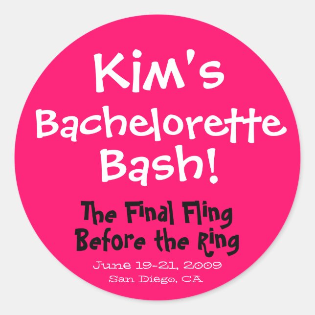 Bachelorette Bash Pegatina (Anverso)