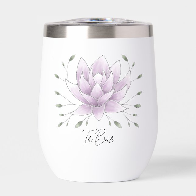 Bachelorette Botella de agua rosa Lotus personaliz (Frente)