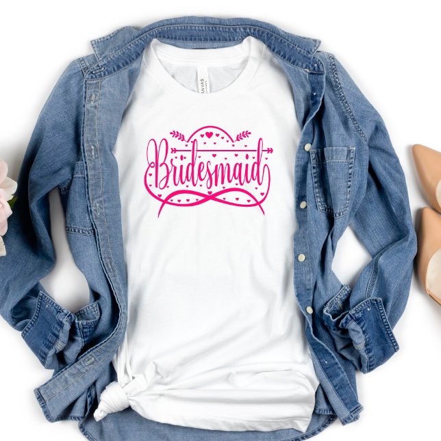 Bachelorette Bridesmaid Tipografía Rosa Camiseta (Subido por el creador)