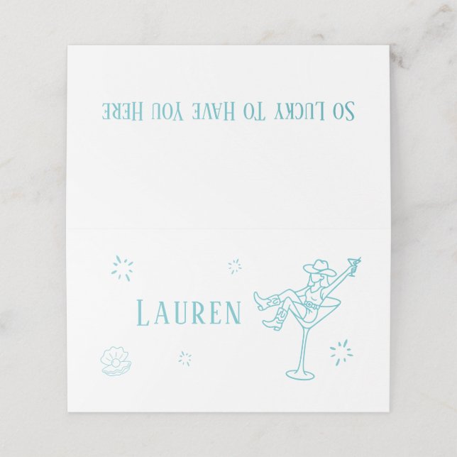 Bachelorette Coastal Doble Tarjeta de Lugar (Exterior desplegado)