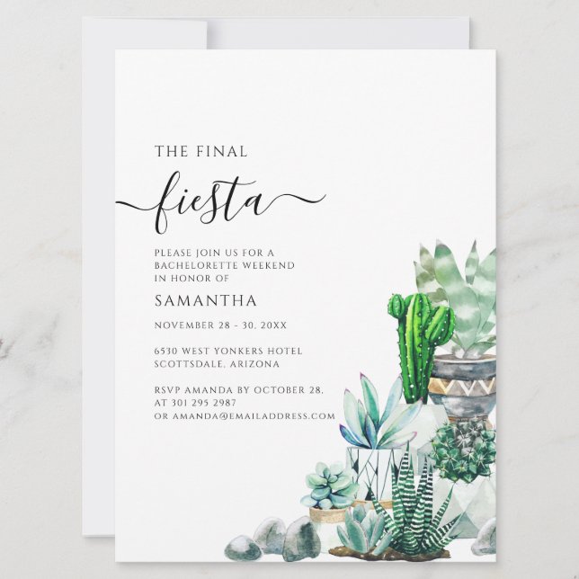 Bachelorette Fiesta de fin de semana con Cacti tin (Anverso)