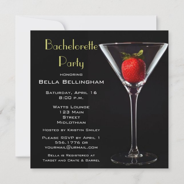 Bachelorette Martini Glass Invitación (Anverso)