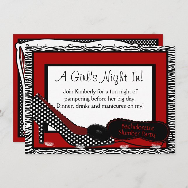 Bachelorette Pajama Party Invitación (Anverso / Reverso)