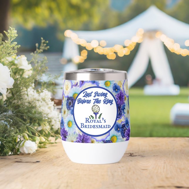 Bachelorette Party Bridal Shower Golf Blue Floral (Boda (girada))