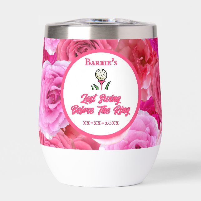 Bachelorette Party Bridal Shower Golf Floral Rosa (Frente)