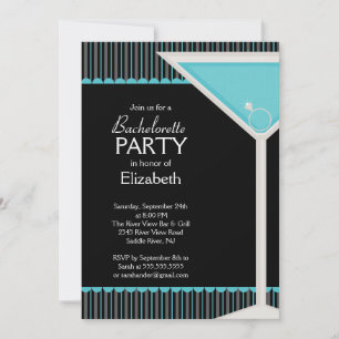 Bachelorette Party Invitación Martini Glass Blue