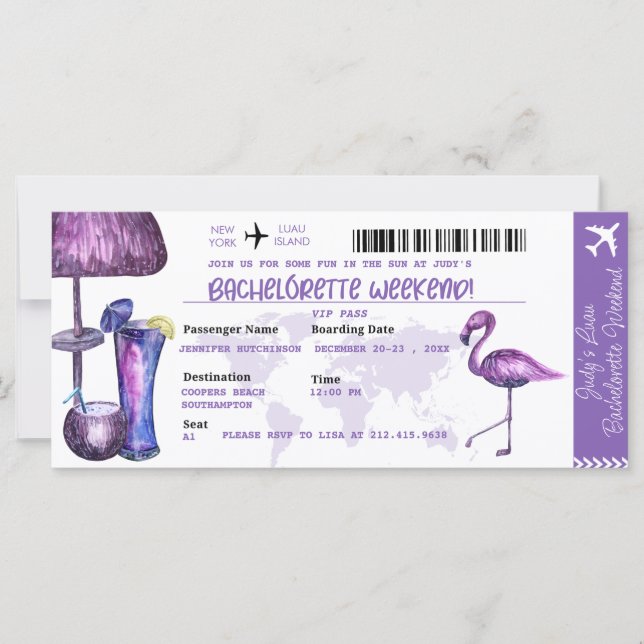 Bachelorette Party | Invitaciones del Partido Trop (Anverso)