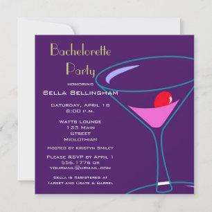 Bachelorette Party Martini Glass Invitación