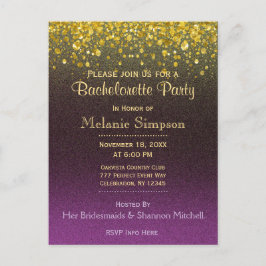 Bachelorette Party | Tarjeta de oro y morado moder