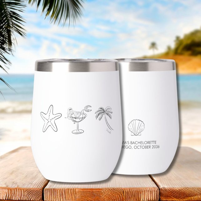 Bachillerato de playa Termal Wine Tumbler (Beach Bachelorette Party Thermal Wine Tumbler)