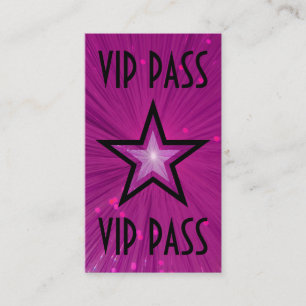 Back negro de tarjeta de visita 'VIP PASS' de estr