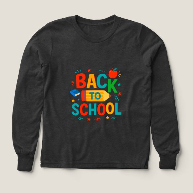 Back to School" Colorful Pencil & Apple Graphic (Diseño frontal)