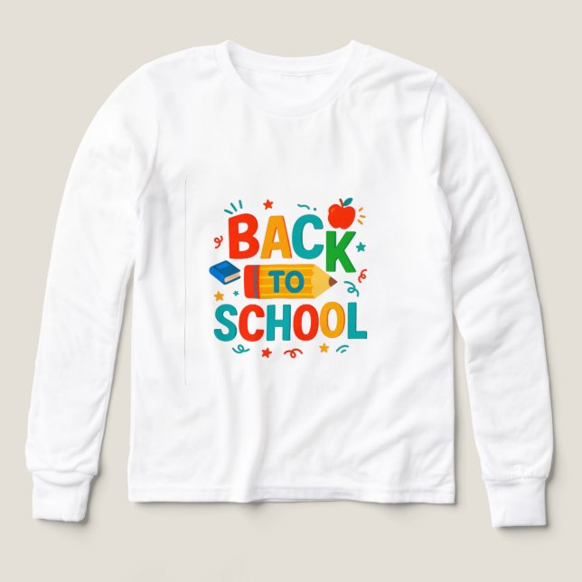 Back to School" Colorful Pencil & Apple Graphic (Diseño frontal)