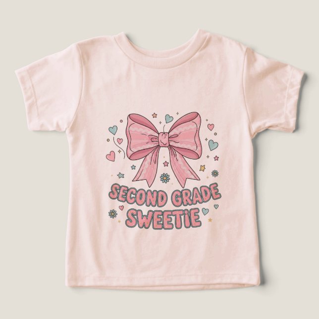 Back to School Kids T-shirt with Pink Bow  (Diseño delantero )
