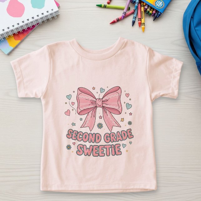 Back to School Kids T-shirt with Pink Bow  (Subido por el creador)