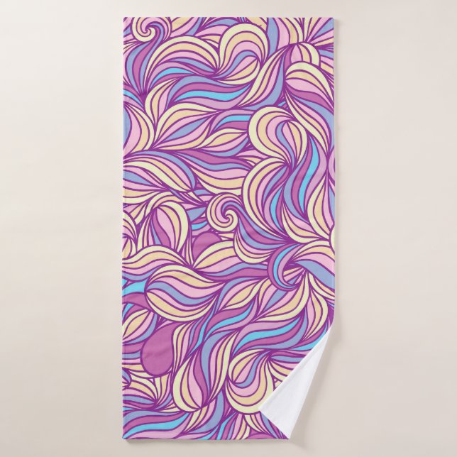 Background with abstract doodle waves  (Toalla de baño)