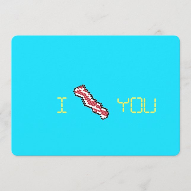 Bacon 8 Bits Retro Pixel I Heart You Card (Anverso)