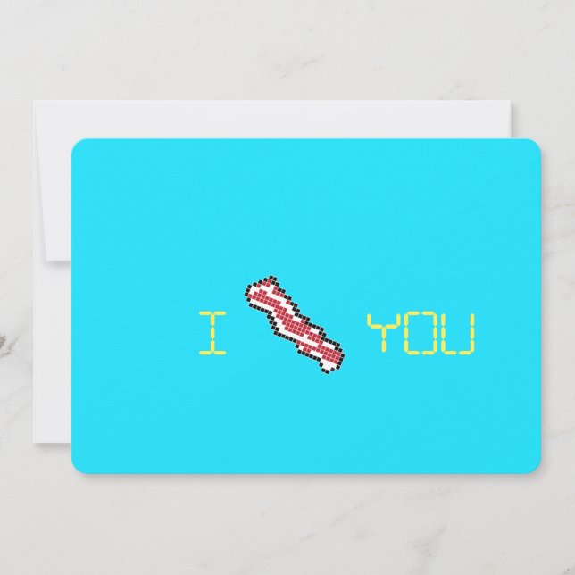 Bacon 8 Bits Retro Pixel I Heart You Card (Anverso)