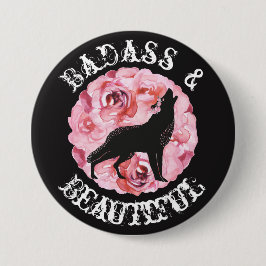 Badass y lobo hermoso y botón negro de los rosas