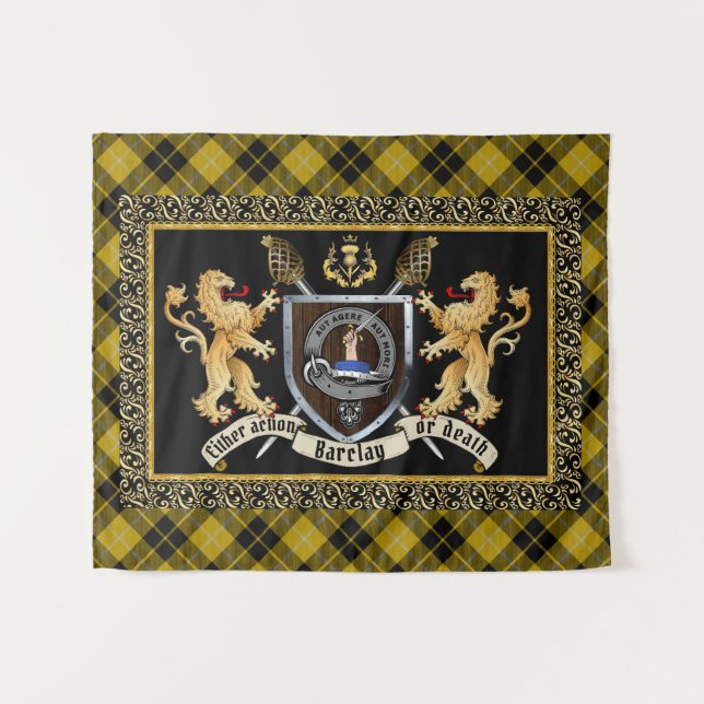 Badge de barclay y Motto con tapiz de leones (Anverso (horizontal))