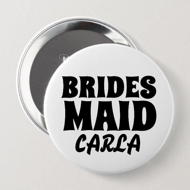 BADGE DE BOTÓN personalizado redondeado BRIDESMAID (Anverso y reverso)