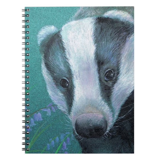 Badger en cuaderno de arte fino de madera azul (Frente)