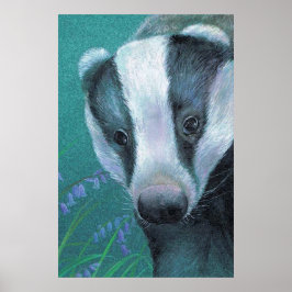 Badger en el poster de arte de los bosques de arán