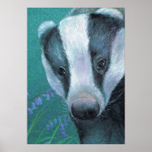 Badger en el poster de arte de los bosques de arán