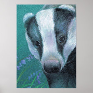Badger en el poster de arte de los bosques de arán