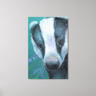 Badger en la estampación de lienzos de madera azul
