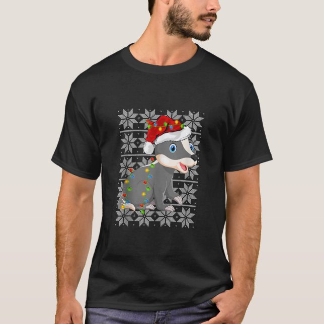 Badger Xmas Luces Santa Ugly Sweater Style Badger (Anverso)