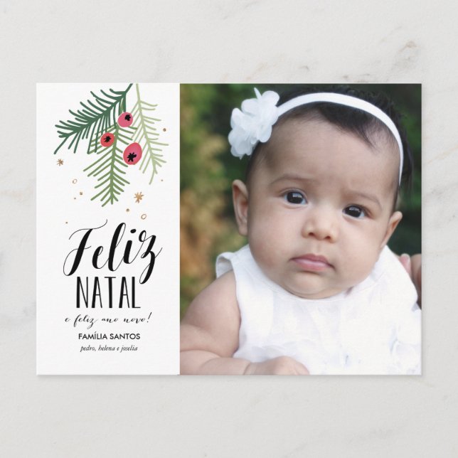 Bagas Vermelhas | Feliz Natal | Tarjeta Postal (Anverso)