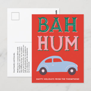 Bah Hum Bug Tarjeta postal navideña ilustrada