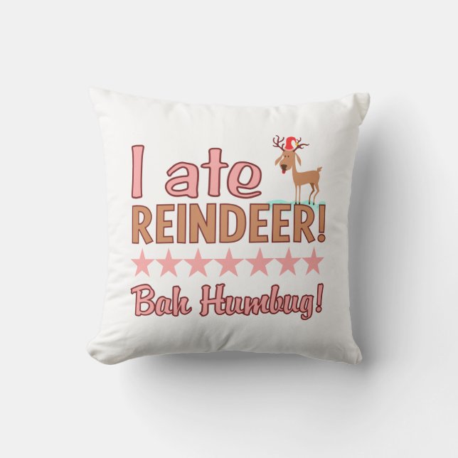 Bah Humbug personalizado de renos almohada (Anverso)