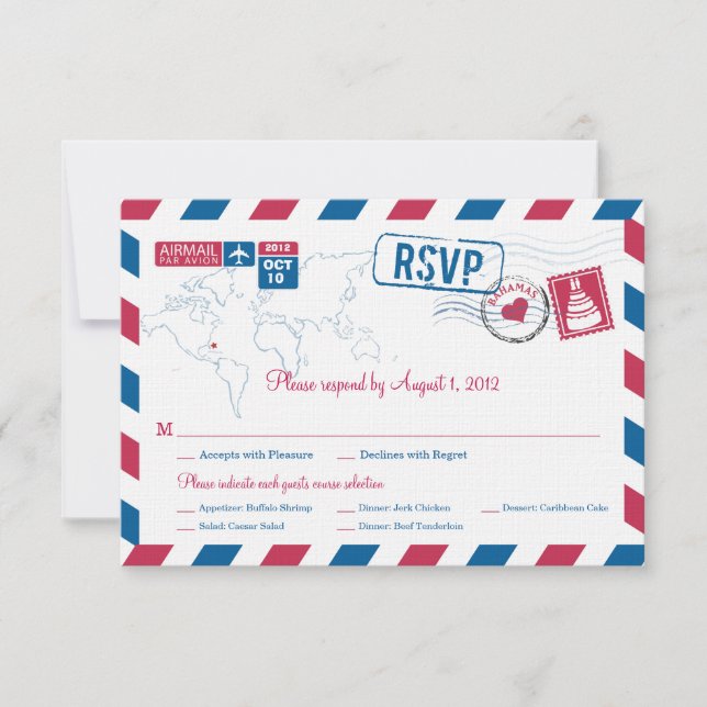 Bahamas Air Mail Wedding RSVP (Anverso)