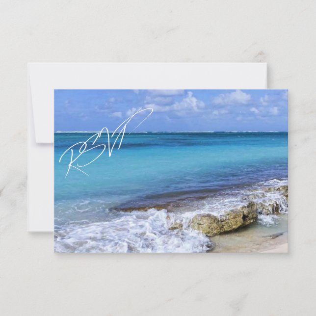 BAHAMAS BEACH SHORE Wedding RSVP (Anverso)
